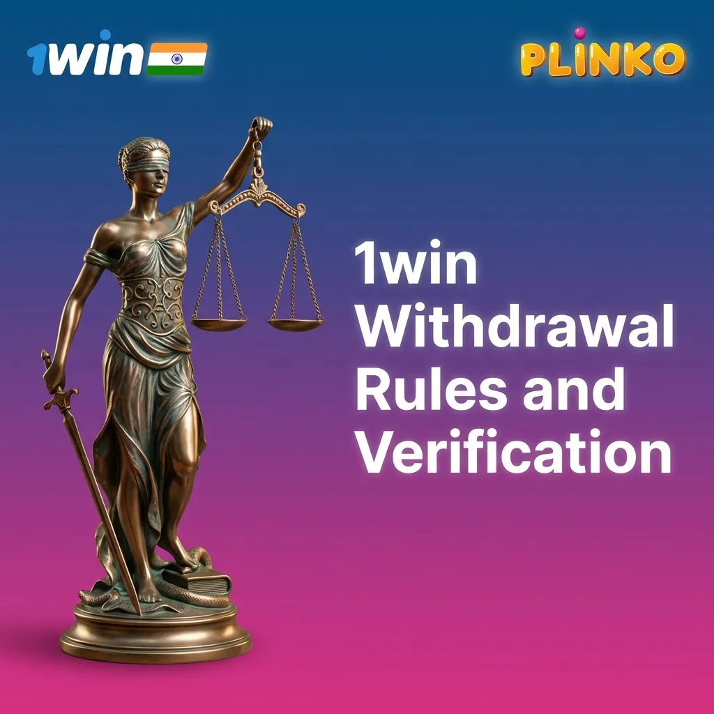 Infographic of 1win Plinko withdrawal rules highlighting KYC, name match, single method use, bonus wagering, and limits.